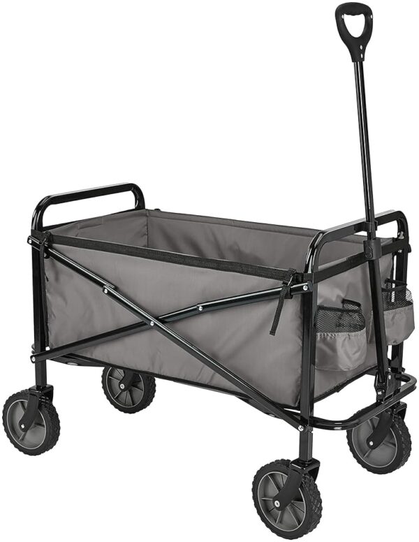 Amazon Basics Collapsible Folding Heavy Duty Utility Wagon for Outdoor Sports, Camping, Garden, and Shopping, Grey