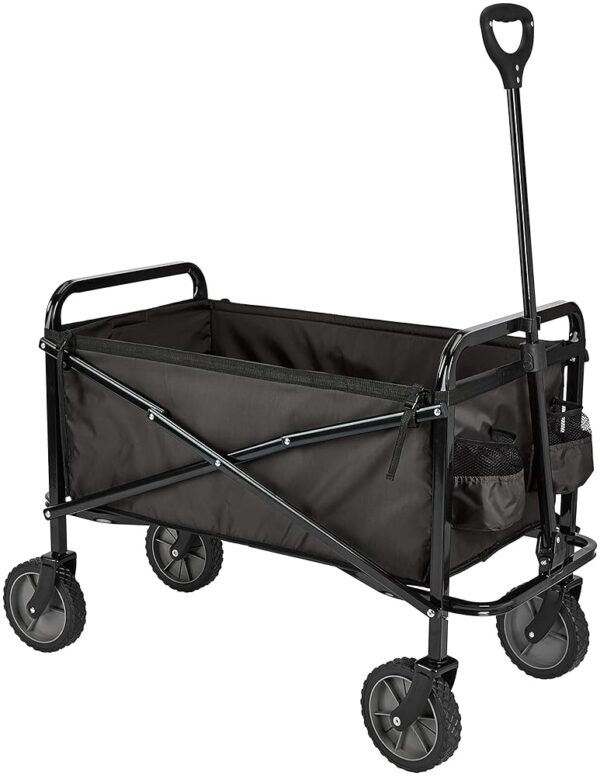 Amazon Basics Collapsible Folding Heavy Duty Utility Wagon for Outdoor Sports, Camping, Garden, and Shopping, Black