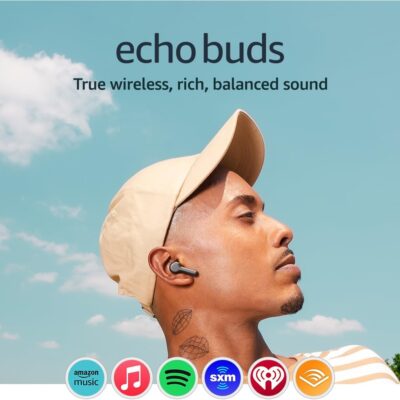 Amazon Echo Buds (2023 Release) | True Wireless Bluetooth 5.2 Earbuds with Alexa, audio personalization, multipoint, 20H battery with charging case, fast charging, sweat…