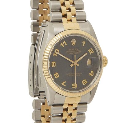 Amazon.com: Rolex, Pre-Loved Stainless Steel & 18K Yellow Gold Arabic Computer Datejust 16013 36mm, Grey : Clothing, Shoes & Jewelry