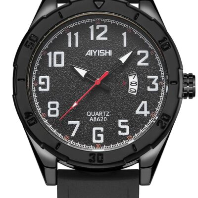 Analog Wrist Watches for Mens,Quartz Calendar Casual Stylish Business Sport Military Waterproof Rubber Silicone Band Watch