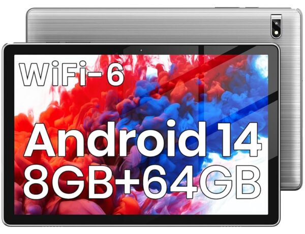 Android Tablet,10 inch Tablet 2024 Octa-Core 8GB+64GB 1TB Expand, 6000mAh,Dual Camera, BT5,Widevine L1+GMS Certification+Type-C Charging+5G/2.4G WiFi,1280*800 IPS Split screen...