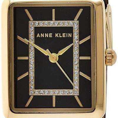 Anne Klein Women’s Glitter Accented Croco-Grain Strap Watch, AK/3820