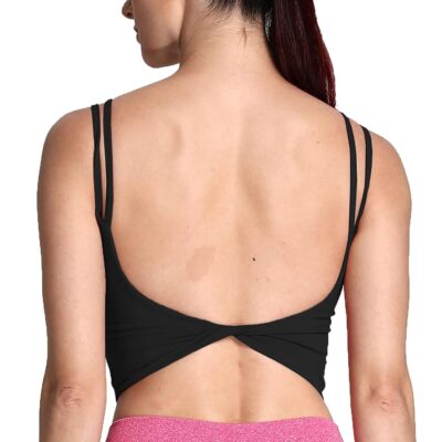 Aoxjox Women’s Workout Sports Bras Fitness Padded Backless Yoga Crop Tank Top Twist Back Cami