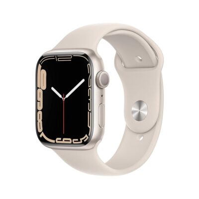 Apple Watch Series 7 (GPS, 45mm) Starlight Aluminum Case with Starlight Sport Band, Regular (Renewed)