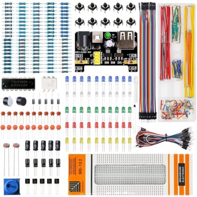 Arduino Basic Starter Kit Include 464 Kinds Components, Breadboard, Power Supply, Jumper Wires, Resistors, LEDs etc, Uno R3, Mega2560, Nano Compatible Replacement Parts Kit…