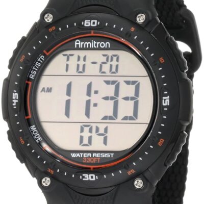 Armitron Sport Men’s 408159BLK Chronograph Black Strap Digital Display Watch