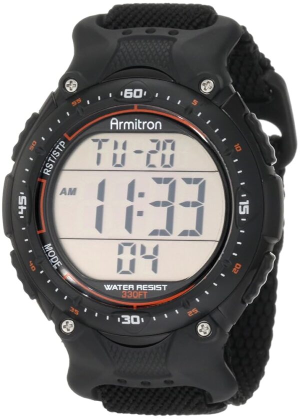 Armitron Sport Men's 408159BLK Chronograph Black Strap Digital Display Watch