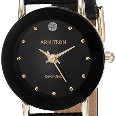 Armitron Women’s 75/2447 Diamond-Accented Leather Strap Watch