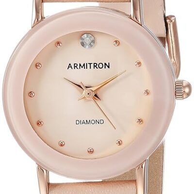 Armitron Women’s 75/2447 Diamond-Accented Leather Strap Watch