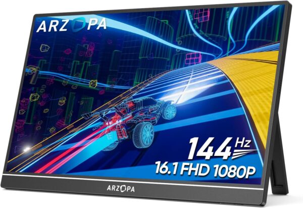 ARZOPA 16.1'' 144Hz Portable Gaming Monitor, 106% sRGB 1080P FHD Kickstand Portable Monitor with HDR, Ultra Slim, Eye Care, External Second Screen for Laptop, PC, PS5, Mac,...