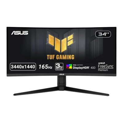 ASUS TUF 34 Inch Curved Gaming Monitor – WQHD (3440×1440), 165Hz, 1ms, Extreme Low Motion Blur, FreeSync Premium, Eye Care, Height Adjustable, DisplayHDR 400, DisplayPort, HDMI,…