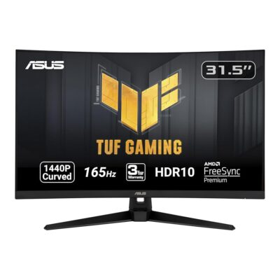 ASUS TUF Gaming 32″ 1440P HDR Curved Monitor (VG32VQ1B) – QHD (2560 x 1440), 165Hz (Supports 144Hz), 1ms, Extreme Low Motion Blur, Speaker, FreeSync Premium, VESA Mountable,…