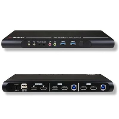 Avico Dual Monitor KVM Switch 2 Computers 2 Monitors- HDMI 2.0 & USB 3.0-EDID Emulation-4K@60Hz, 1440p@144Hz, 1080p@240Hz – Compatible with Laptops, Desktops, Windows,Mac OS…