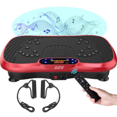 AXV Vibration Plate Fitness Platform Exercise Machine Vibrating Lymphatic Drainage Shaking Full Body Shaker Workout Vibrate Stand Shake Board Sport Gym for Weight Loss Fat…