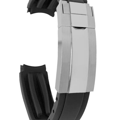 Bandini 20mm Curved End Rubber Watch Band for Rolex Submariner, Daytona, Ghost, Yachtmaster & More, Curved Rubber Watch Strap, Waterproof, With Deployment Clasp or without Clasp