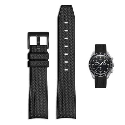 Bands for MoonSwatch Watch,Curved end No Gap,Premium Silicone Rubber Watch Strap for Omega X Swatch Moonswatch Speedmaster/Rolex/SEIKO 20mm Watch Strap Replacement Band for Men…