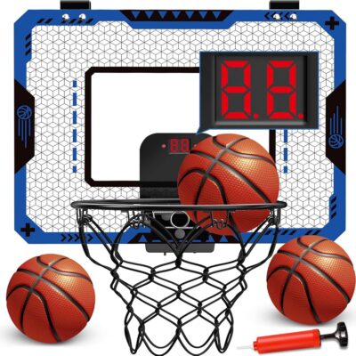 Basketball Hoop Indoor for 5 6 7 8 9 10+ Year Old Boys Kids, Mini Basketball Hoop with Electronic Scoreboard Over The Door, Birthday Gift Sport Toys