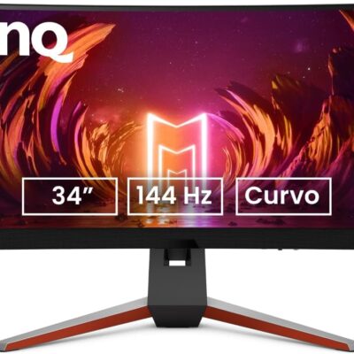 BenQ MOBIUZ EX3410R Curved Gaming Monitor 34″ 2K 1440p 144Hz 1ms w/Remote | HDRi | 1000R | Color Optimizer | Freesync Premium Pro | Eye-Care | Height, Swivel & Tilt | 2.1ch w/…