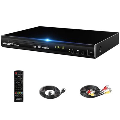 Blu Ray DVD Player, WISCENT Full HD 1080p Home Theater Disc System, Region A/1 Blu-Rays,HD Blu-Ray DVD Player for TV with Coaxial Audio/HDMI/AV/Output, USB Input, Built-in PAL NTSC