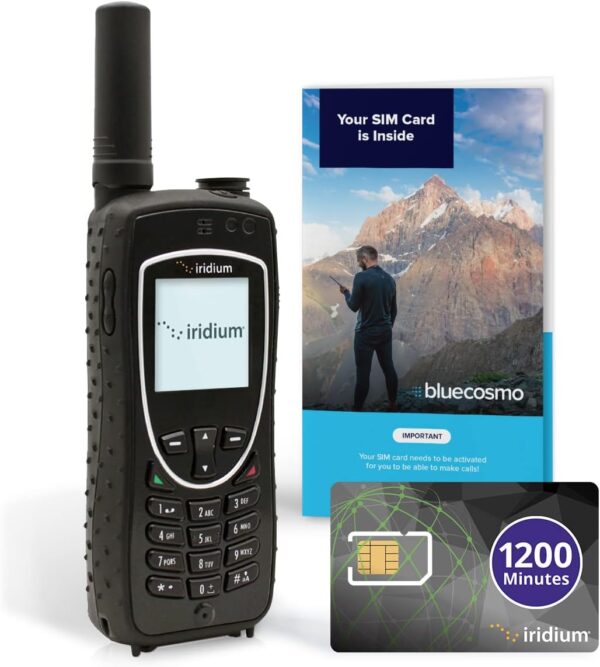 BlueCosmo Iridium Extreme Satellite Phone & 1200 Minute 2 Year Global Prepaid SIM Card - Voice, SMS Text Messaging, GPS Tracking, Emergency SOS - Online Activation - 24/7