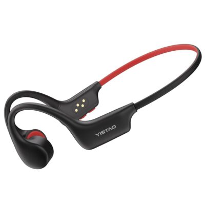 Bone Conduction Headphones, Open Ear Headphones Wireless Earphones, 32GB MP3, 8 Hours Playtime, Bluetooth 5.3, IP68 Waterproof Headphones for Running and Fitness Workout – Red