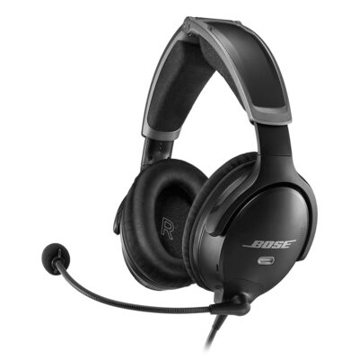 Bose A30 Aviation Headset, Noise Cancelling Pilot Headset with Adjustable ANR, Bluetooth and Lightweight Comfortable Design, Dual Plug, Black