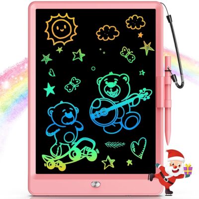 Bravokids 10 Inch LCD Writing Tablet for 3-8 Year Olds – Electronic Drawing Pad and Doodle Board as Educational Birthday Gifts for Girls and Boys (Pink)