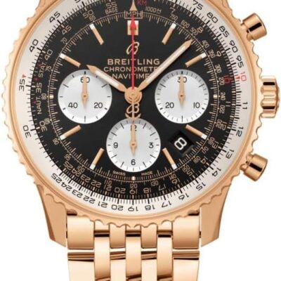 Breitling Solid Rose Gold Navitimer 1 B01 Chronograph 43 Mens Watch