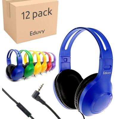 Bulk Headphones for Classroom with Microphone, Heavy-Duty School Pack Wired Headphones for Students. Teacher Must Haves Supplies from Elementary to College (12 Pack Mixed Color)