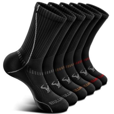 BULLIANT Men Athletic Socks, Compression Sports Crew Socks Cushioned For Men Outdoor Running Hiking-Arch Compression Support