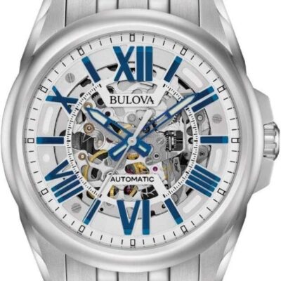 Bulova Men’s Classic Sutton 3-Hand 21-Jewel Automatic Watch, 42 Hour Power Reserve, Skeleton Dial, Luminous Hands, 100M Water Resistant, 43mm