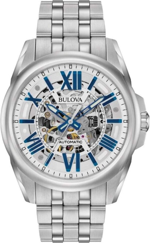 Bulova Men's Classic Sutton 3-Hand 21-Jewel Automatic Watch, 42 Hour Power Reserve, Skeleton Dial, Luminous Hands, 100M Water Resistant, 43mm