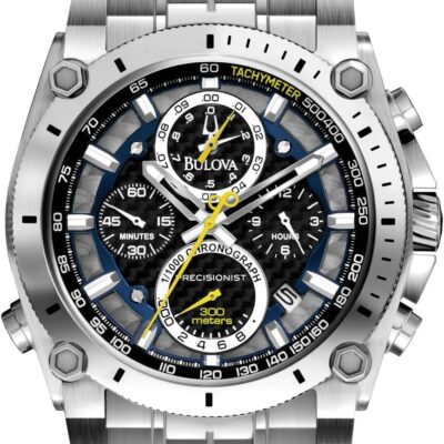 Bulova Men’s Icon High Precision Quartz Chronograph Watch, Curved Mineral Crystal