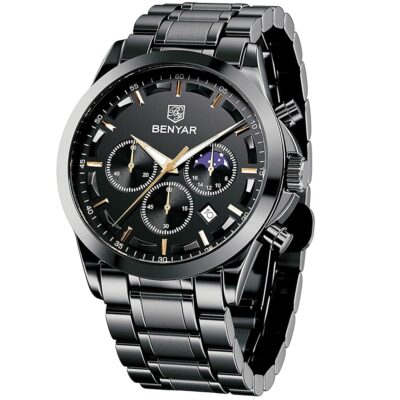 BY BENYAR Mens Watches Analog Quartz Waterproof Wrist Watch for Men Multifunction Chronograph Fashion Business Work Casual Sport Designer Dress Watch with Calendar Elegant Gifts…