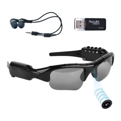 Camera Sunglasses, Bluetooth Sunglasses Full HD 1080P Video Recording Glasses with Polarized Lenses for Outdoor Sports, Supports Up to 32GB TF Card