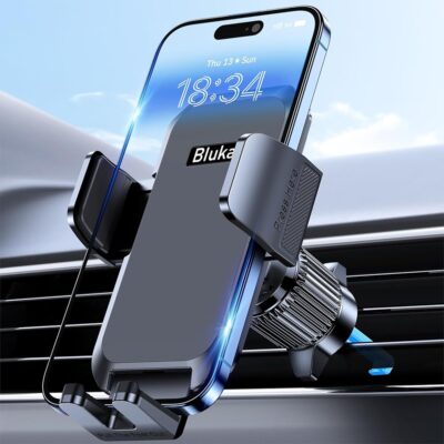 Car Phone Holder Mount, Super Stable Air Vent Cell Phone Car Mount with 2024 Newest Metal Hook Clip, 360° Rotation,One Button Release for iPhone, Samsung, Google, and All Other…