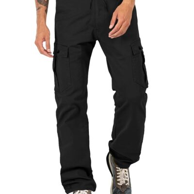 Cargo Pants for Men Relaxed Fit Cotton Casual Work Hiking Pants Mens Tactical Military Army Pants with Multi Pockets