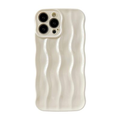 Caseative for iPhone 13 Pro Max Case,Water Ripple Pattern Curly Wave Frame Soft Compatible with iPhone Case (White,iPhone 13 Pro Max)