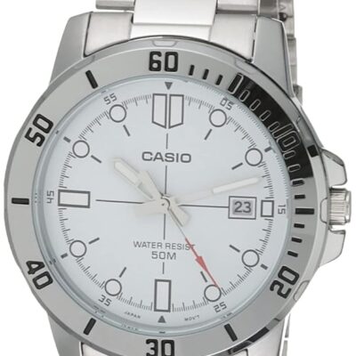 Casio Classic Silver-Tone Stainless Steel Band Date Indicator Watch (Model: MTP-VD01D-7EV)