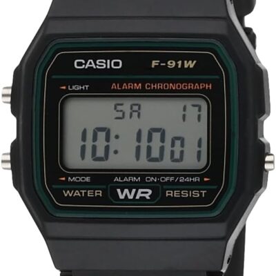 Casio F-91W-3DG – Black Watch, Black/White, Strap