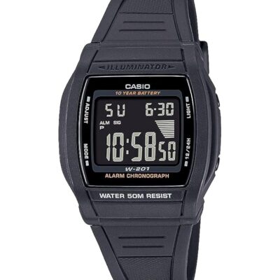 Casio Illuminator 10-Year Battery Daily Alarm Chronograph Digital Stop Watch W201-1BV