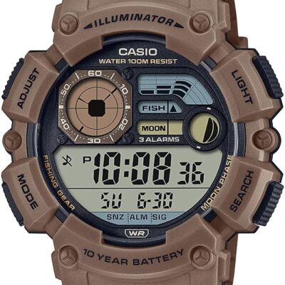 Casio Illuminator 10-Year Battery Men’s Moon Phase Fishing Level Watch WS-1500H-5AV