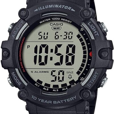 Casio Illuminator AE1500WH Series | 10-Year Battery | LED Backlight | 5-Alarms | 1/100 Sec Stopwatch | Men’s Digital Watch