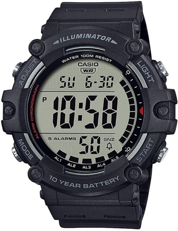 Casio Illuminator AE1500WH Series | 10-Year Battery | LED Backlight | 5-Alarms | 1/100 Sec Stopwatch | Men's Digital Watch