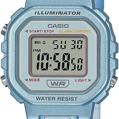 Casio Illuminator Alarm Chronograph Clear Blue Digital Watch LA-20WHS-2A