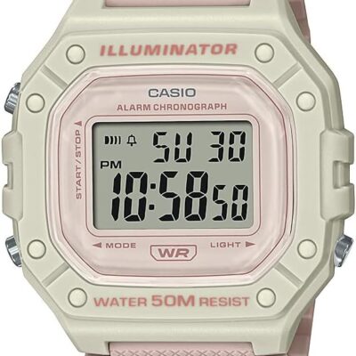 Casio Illuminator Alarm Chronograph Digital Sport Watch (Model W218HC-4A2V) (Light Pink)