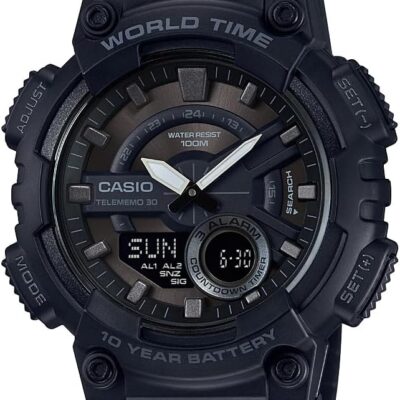 Casio Men’s AEQ-110W-1BVCF Classic Analog-Digital Display Quartz Black Watch