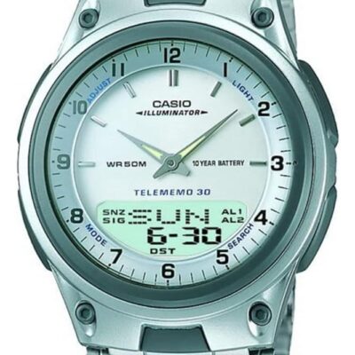 Casio Men’s AW80D-7A Sports Chronograph Alarm 10-Year Battery Databank Watch, Silver