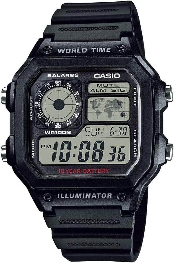 Casio Men's Classic Japanese-Quartz Watch with Resin Strap, Black, 21 (Model: AE1200WH-1A)